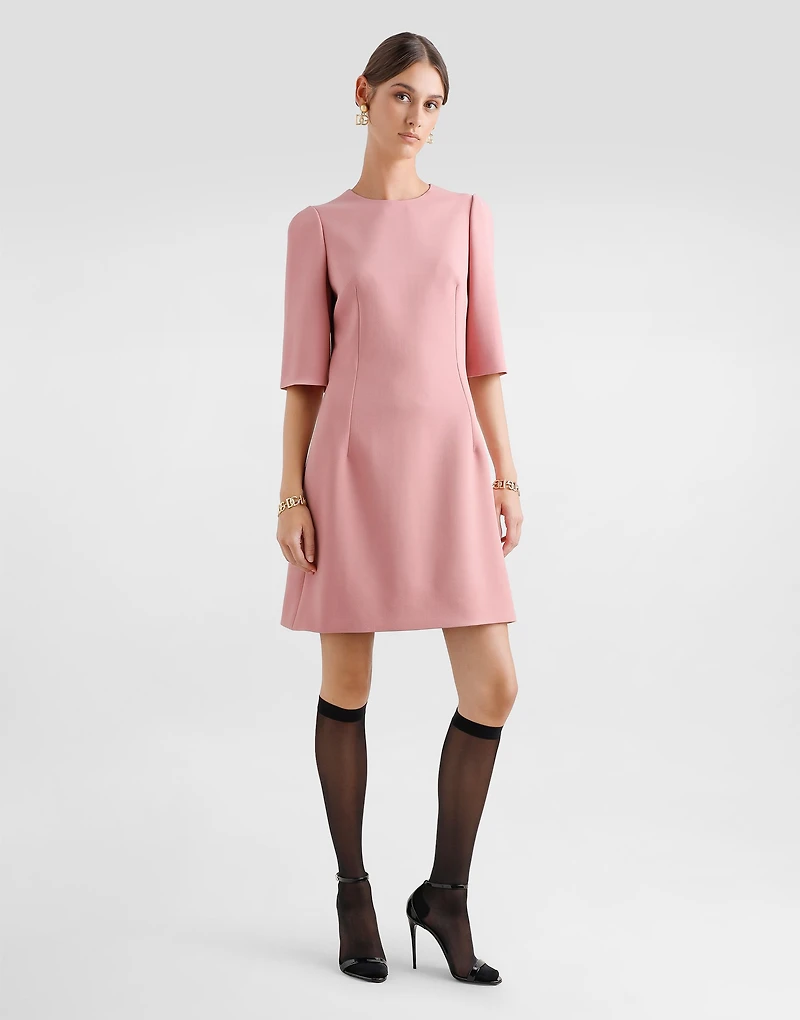 Wool crepe midi fit-and-flare dress