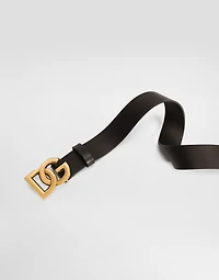 Lux leather belt with crossover DG logo buckle