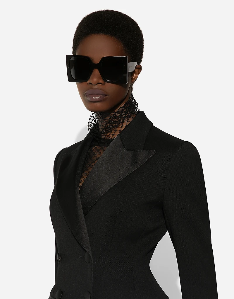 Long double-breasted Dolce tuxedo jacket stretch wool