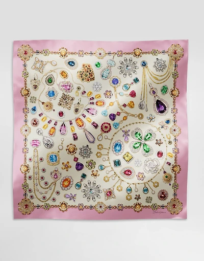 Jewelry-print silk twill foulard (90x90)