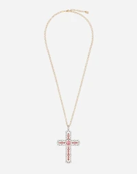 Cross Pendant 18-carat rose and yellow gold with tourmalines and diamonds