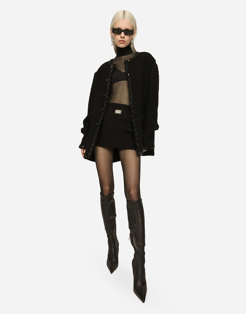 Single-breasted bouclé jacket