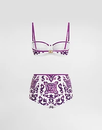Majolica-print padded bikini