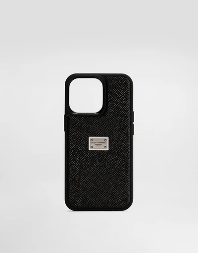 Calfskin iPhone 13 Pro cover with logo tag
