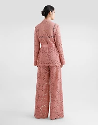 Flared floral cordonetto lace pants with DG logo