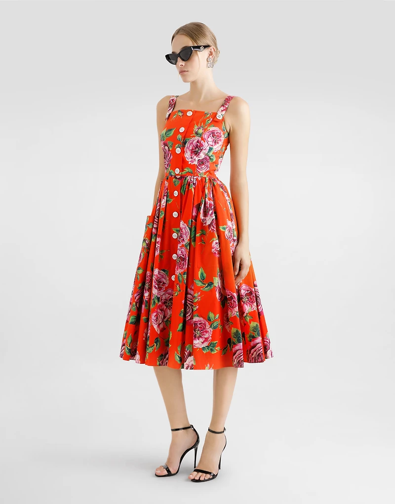 Cotton sundress with rose print