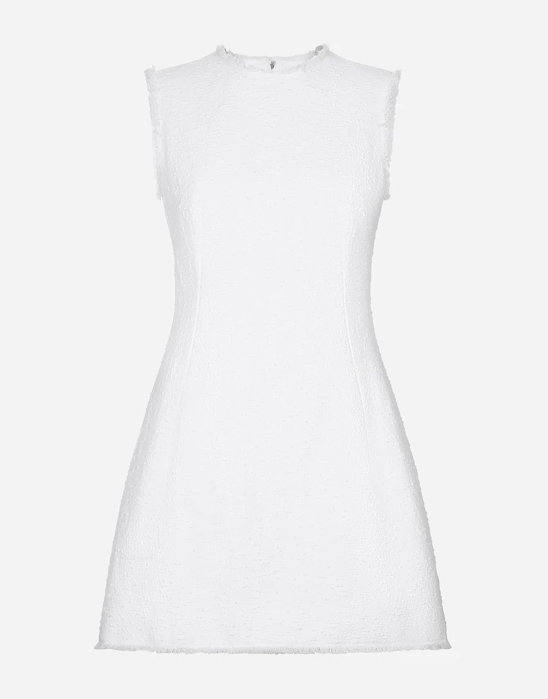 Short cotton raschel tweed dress