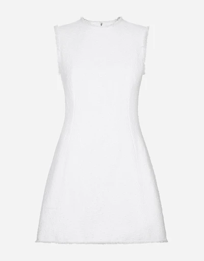 Short cotton raschel tweed dress