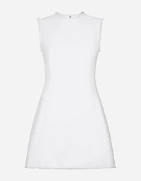 Short cotton raschel tweed dress