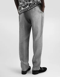 Washed linen canvas trousers