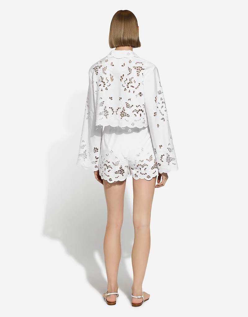 Cotton shorts with cut-out detailing