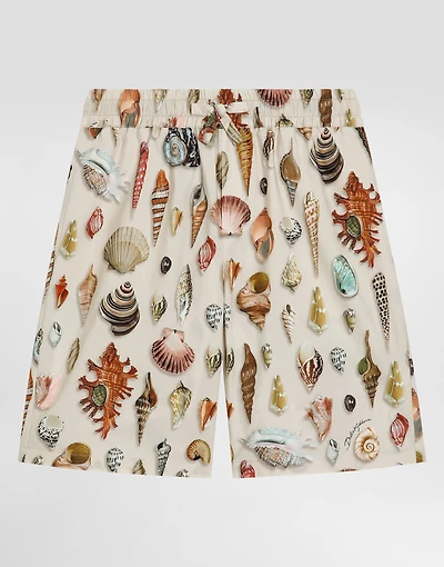 Shell-print poplin bermuda shorts