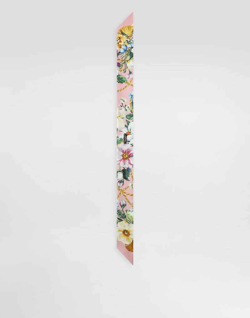 Floral-print twill headscarf (6x100