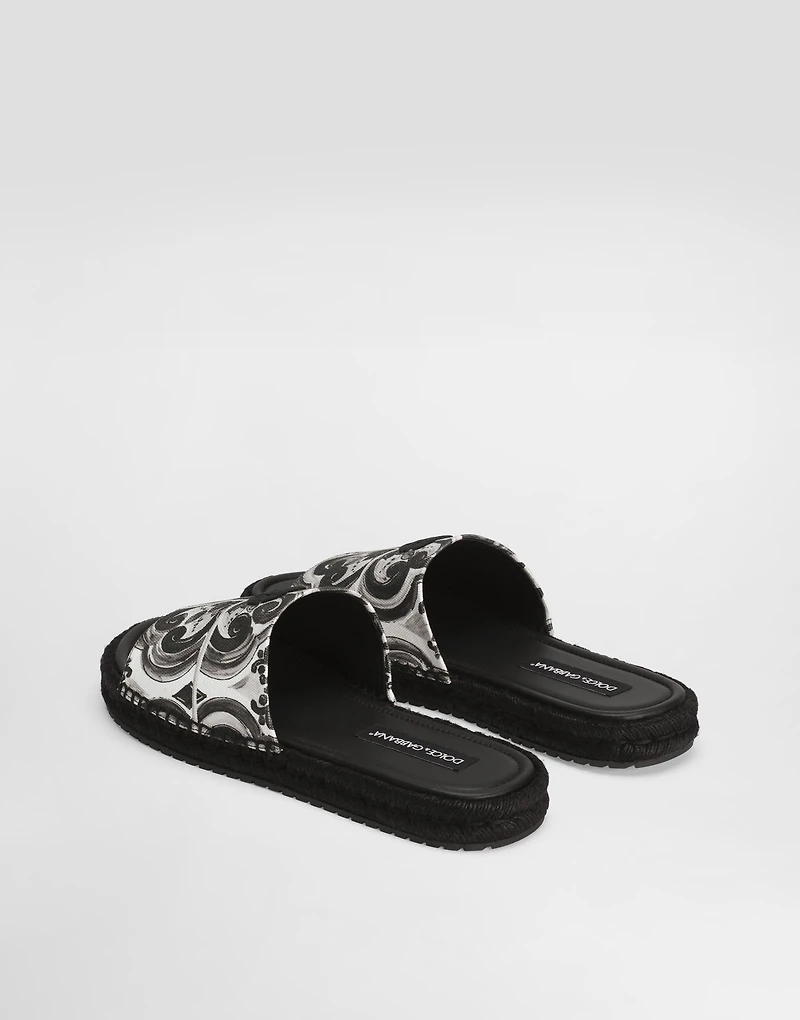 Majolica-print canvas espadrille sandal
