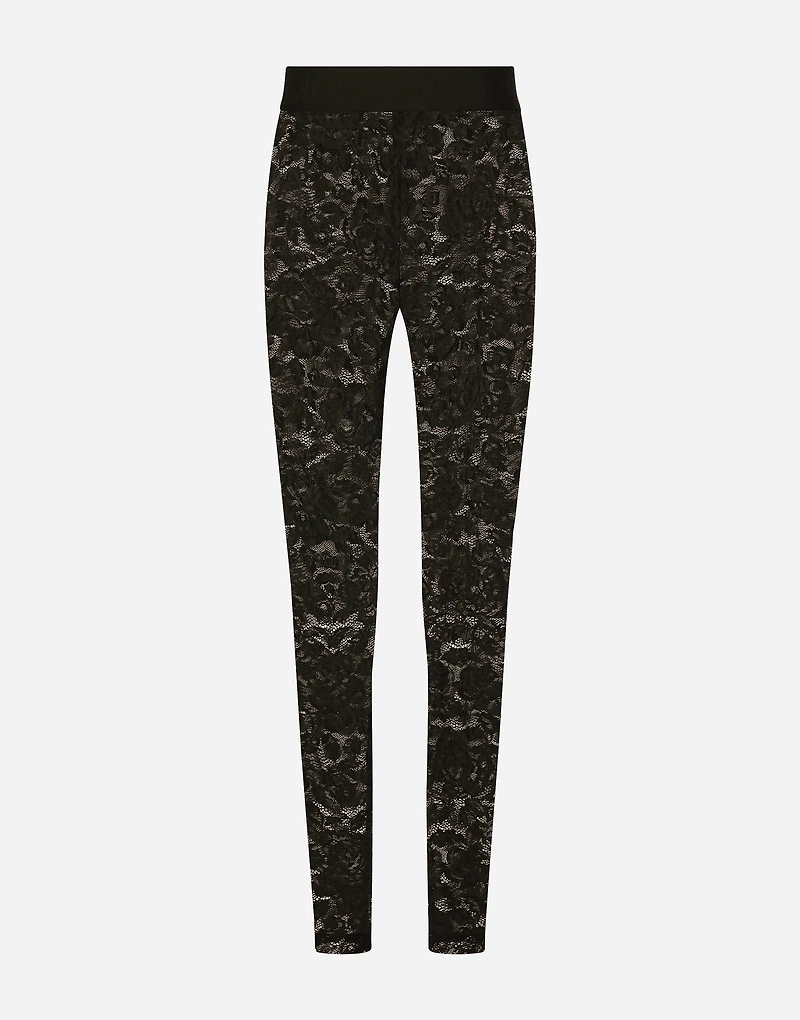 Floral lace-stitch leggings