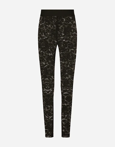 Floral lace-stitch leggings