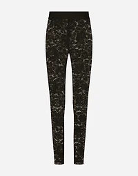 Floral lace-stitch leggings