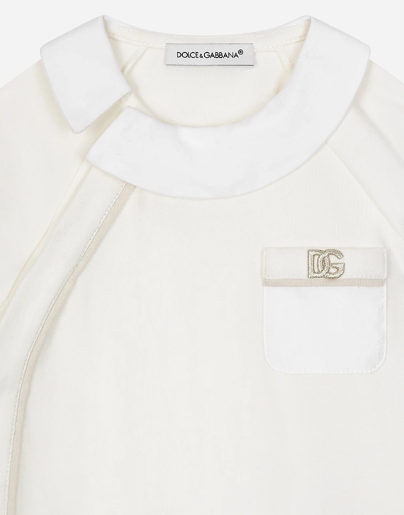 Polka-dot interlock and jacquard onesie with DG logo