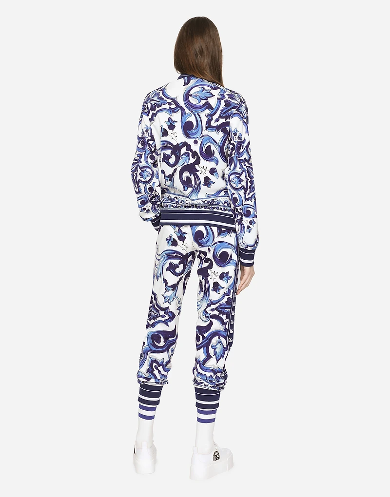 Majolica-print cady jogging pants