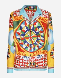 Carretto-print silk twill shirt
