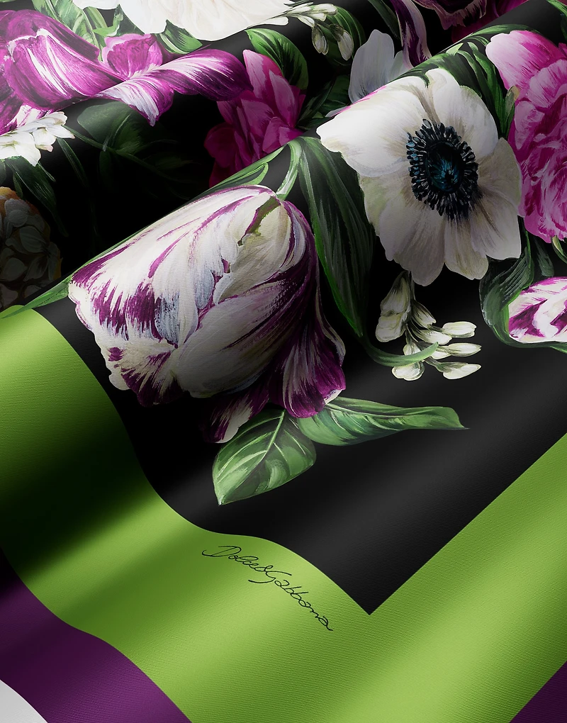 Floral-print silk twill foulard (90x90)
