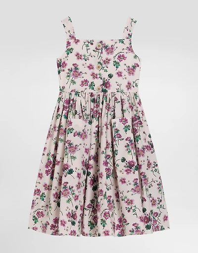 Violets-print poplin dress