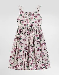 Violets-print poplin dress