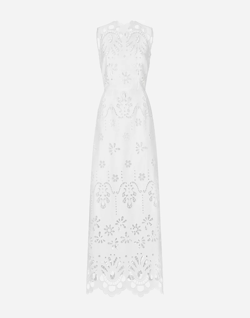 Long cotton dress with cut-out detailing
