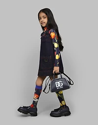 Denim dress with branded tag