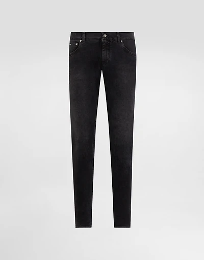 Gray wash skinny stretch jeans