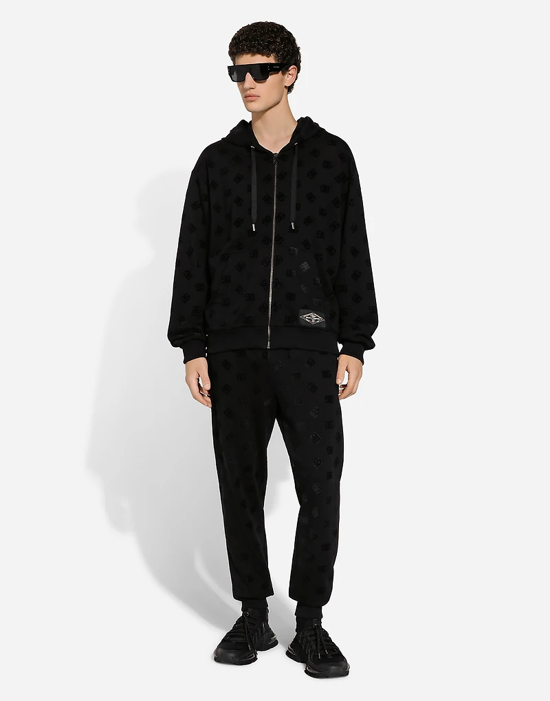 Jersey jogging pants with all-over DG logo print