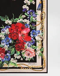 Floral-print silk twill foulard (70x70)