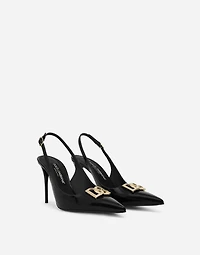 Polished calfskin slingbacks