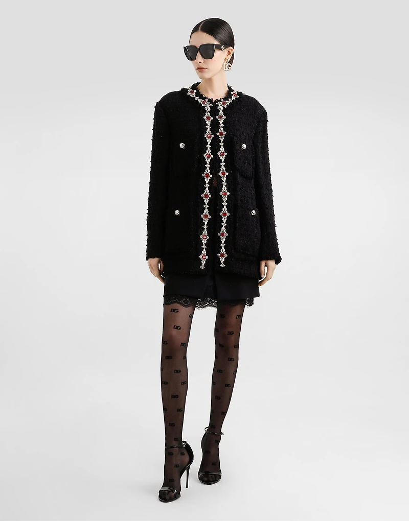 Wool jacket with embroidered trim