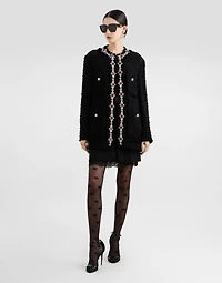 Wool jacket with embroidered trim