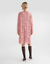 Sleeveless floral lace A-line dress with DG logo