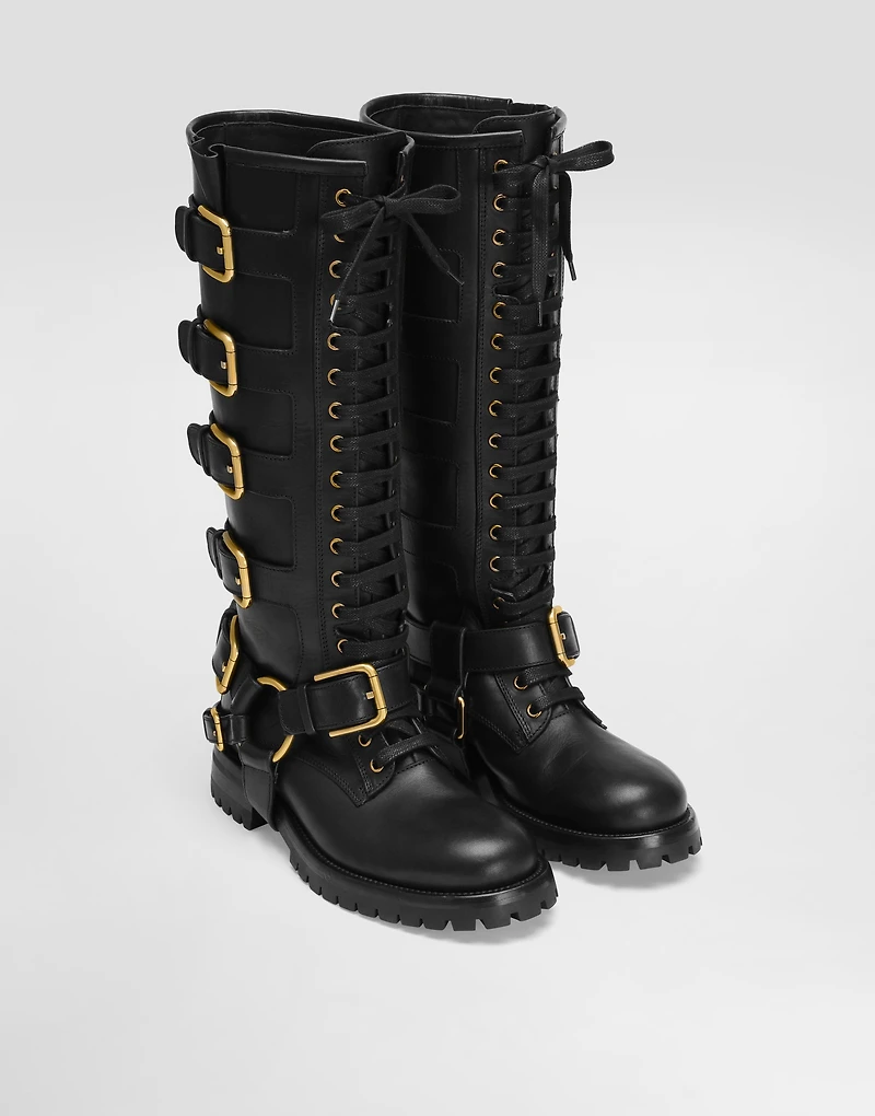 Smooth leather biker boots