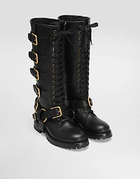 Smooth leather biker boots