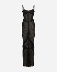 Long tulle dress with corset details
