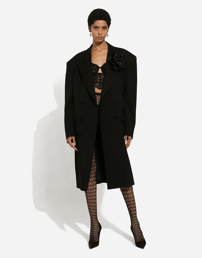 Oversize double-breasted coat wool crepe