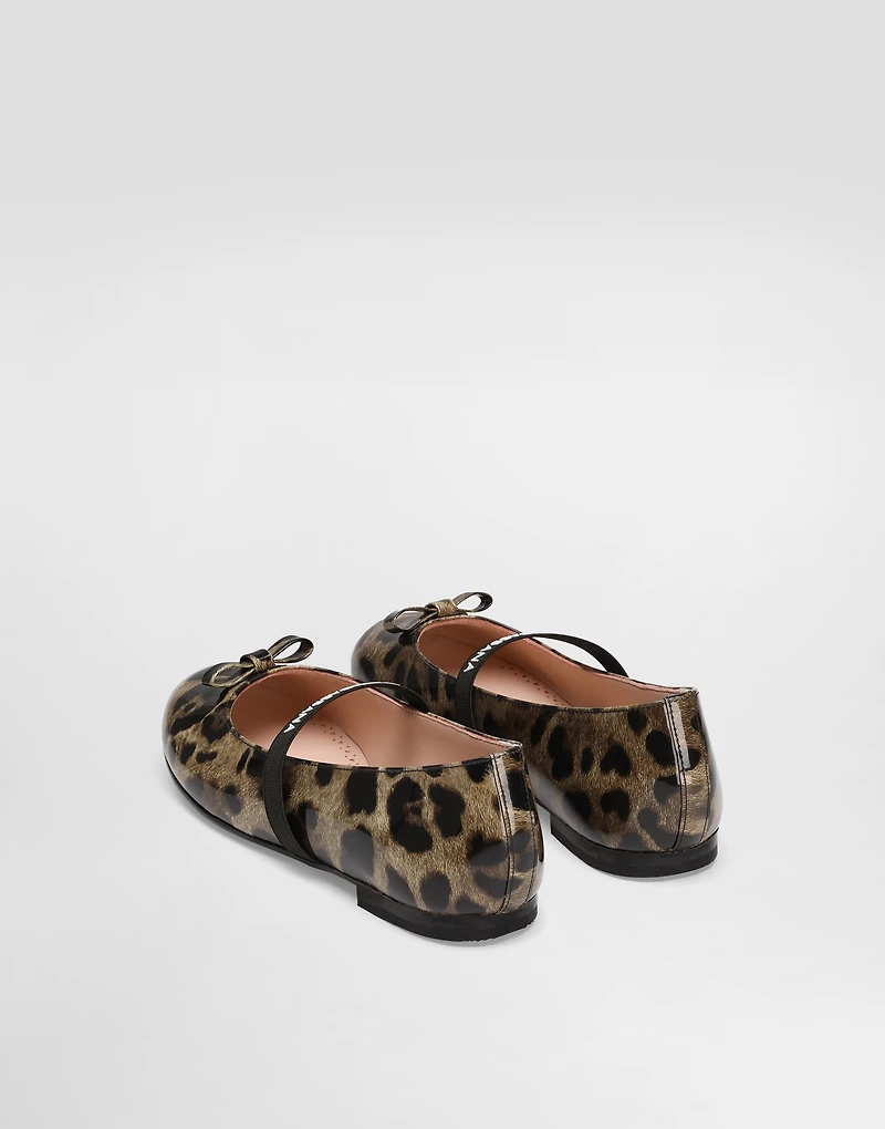 Ballet flats printed shiny calfskin