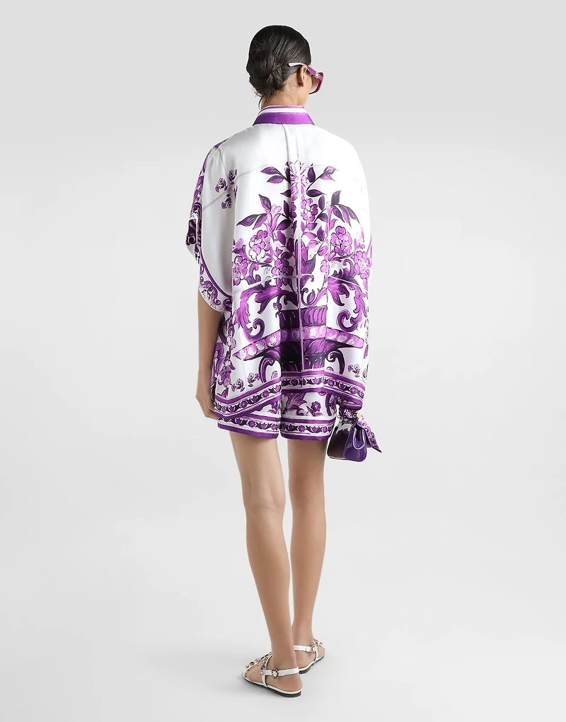 Majolica-print twill shirt