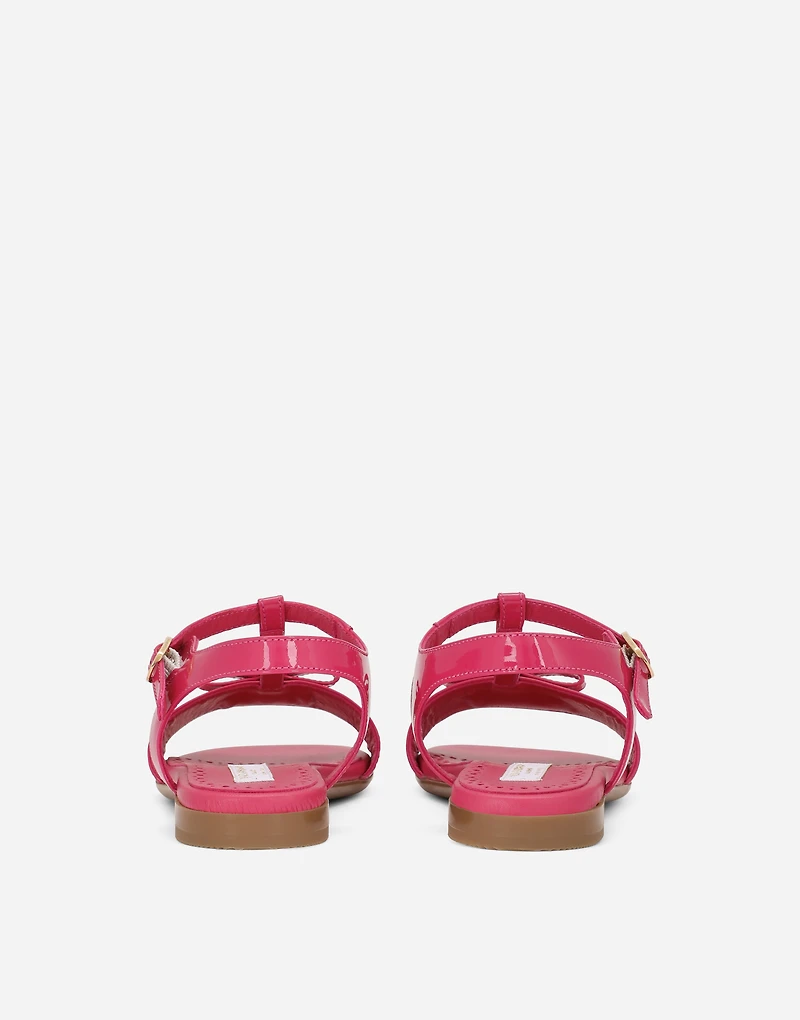 Patent leather sandals with metal DG logo