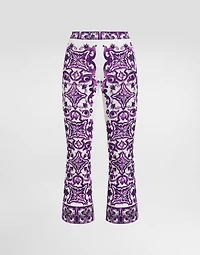 Majolica print silk trousers
