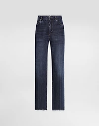Oversize cotton jeans with embroidered logo
