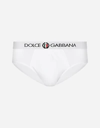 Stretch cotton mid-rise briefs with crest