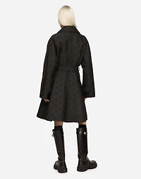 Belted jacquard coat with DG logo