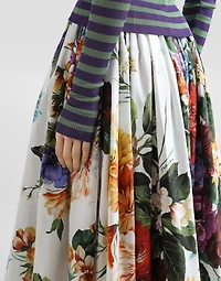 Bouquet flower-print wide skirt