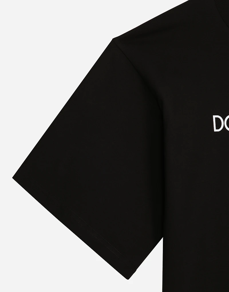 Short-sleeved cotton T-shirt with Dolce&Gabbana lettering