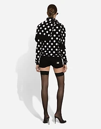 Wool and silk cardigan with polka-dot inlay